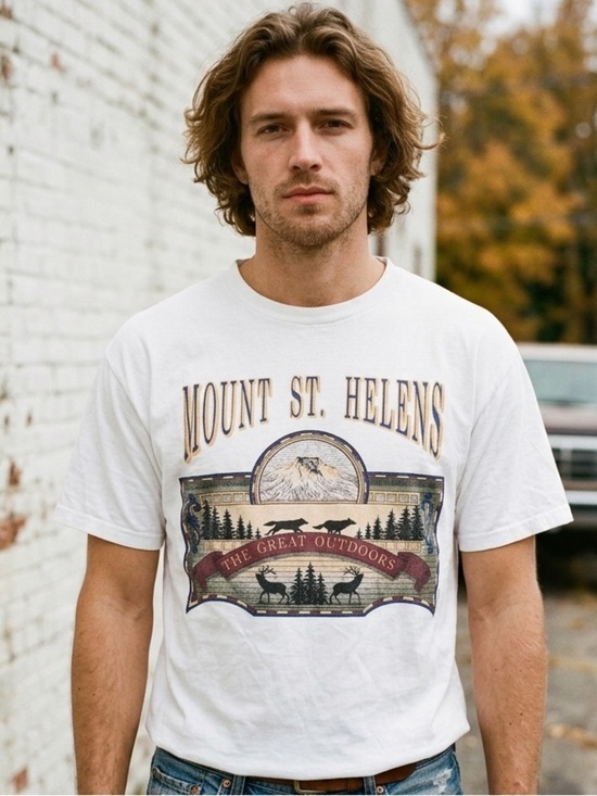 Genesis Other - Vintage Mount St. Helens The Great Outdoors T-Shirt L/XL Nature USA FLAWS